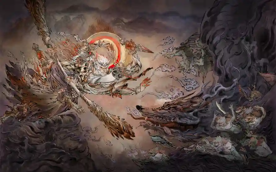 4k火焰壁纸-孙悟空与神兽-东方神话热门的壁纸「哲风壁纸」
