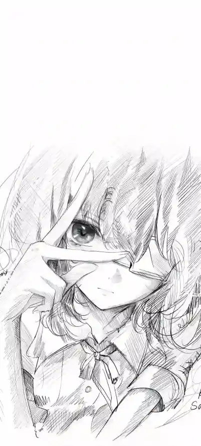 4k手绘壁纸 - 校服 - 眼罩 - 素描「哲风壁纸」