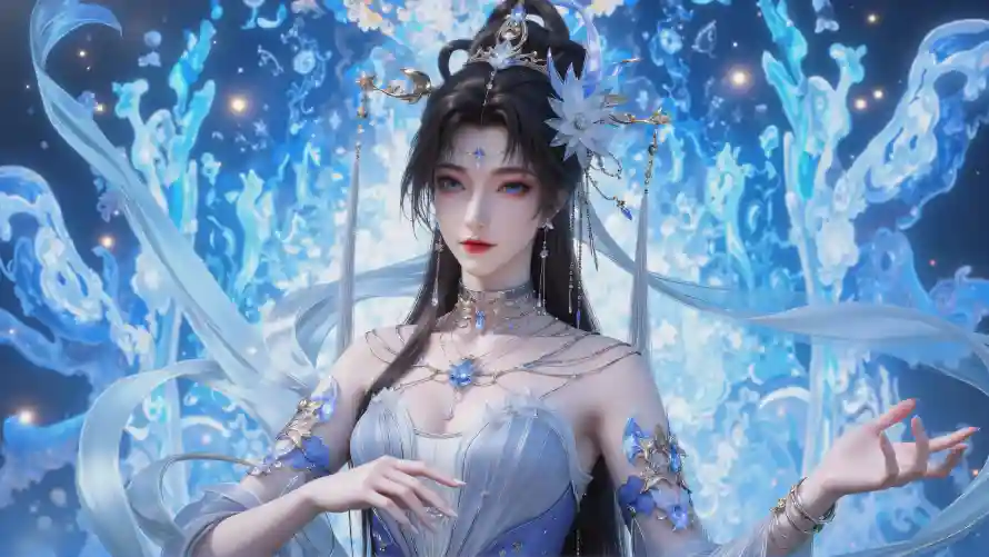 4k古装壁纸 - 清冷 - 蓝裙 - 邀月「哲风壁纸」 4k古装壁纸 - 清冷 - 蓝裙 - 邀月「哲风壁纸」