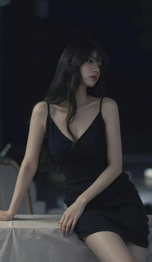 4k暗色壁纸 - 气质 - 美女 - 长发「哲风壁纸」