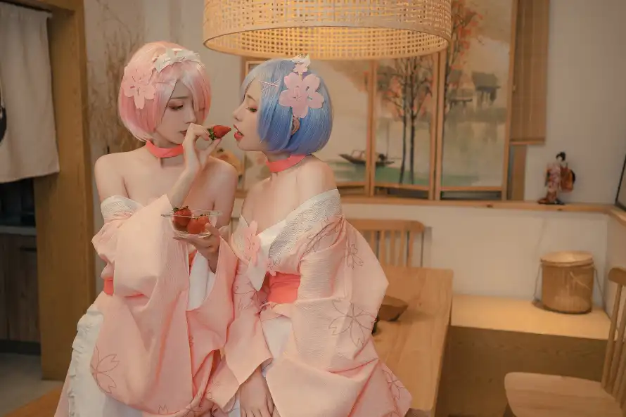 4k可爱壁纸 - 和服 - 拉姆 - 挂画「哲风壁纸」