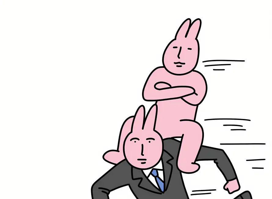 2k上班壁纸-简笔画和兔子-职场漫画壁纸推荐「哲风壁纸」