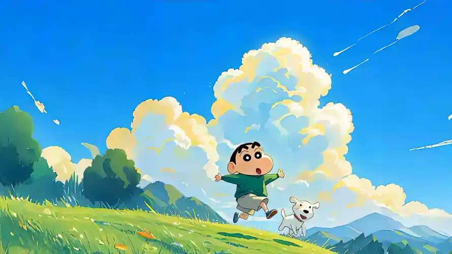 4k卡通壁纸 - 奔跑 - 小白 - 白云「哲风壁纸」