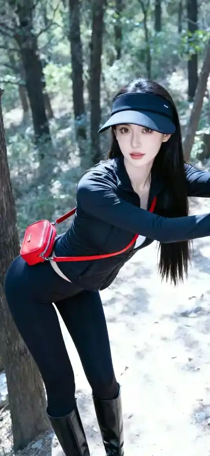 4k户外壁纸 - 树林 - 美女 - 长发「哲风壁纸」