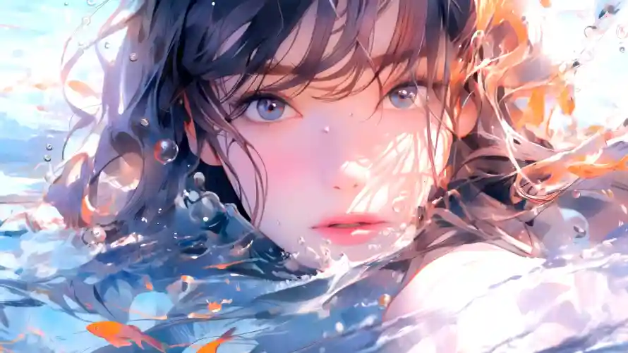 4k光影壁纸-二次元与插画-水中少女壁纸分享「哲风壁纸」