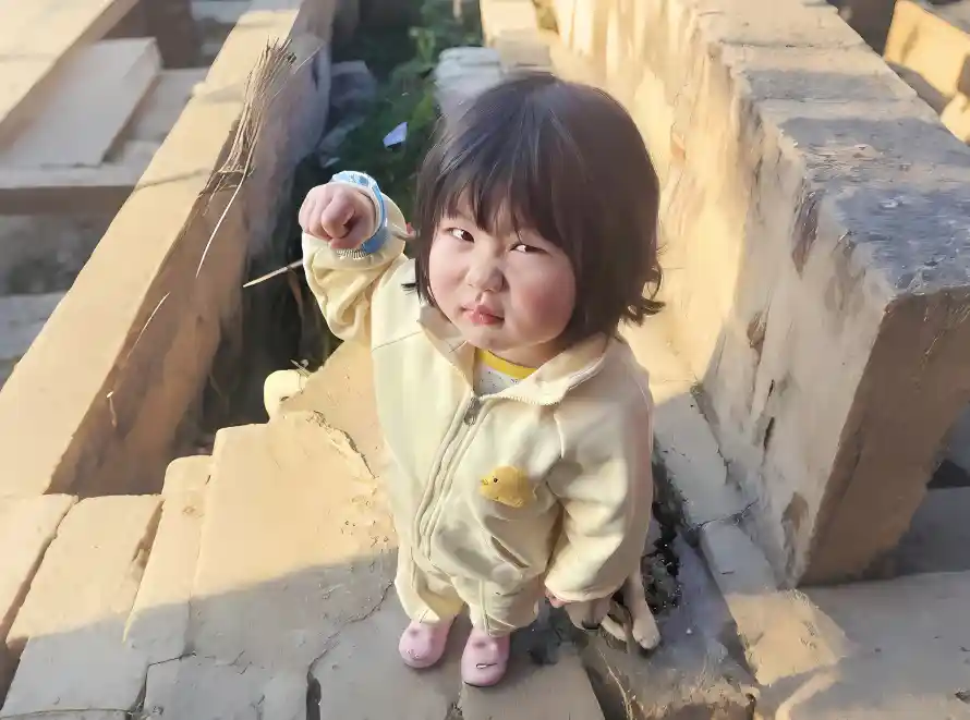 4k可爱壁纸 - 幼儿 - 户外 - 石阶「哲风壁纸」