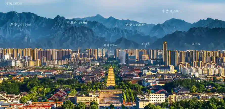 7k古城壁纸-大雁塔和山脉-历史建筑热门的壁纸「哲风壁纸」