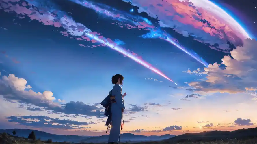 4k云朵壁纸 - 天空 - 山峦 - 彗星「哲风壁纸」