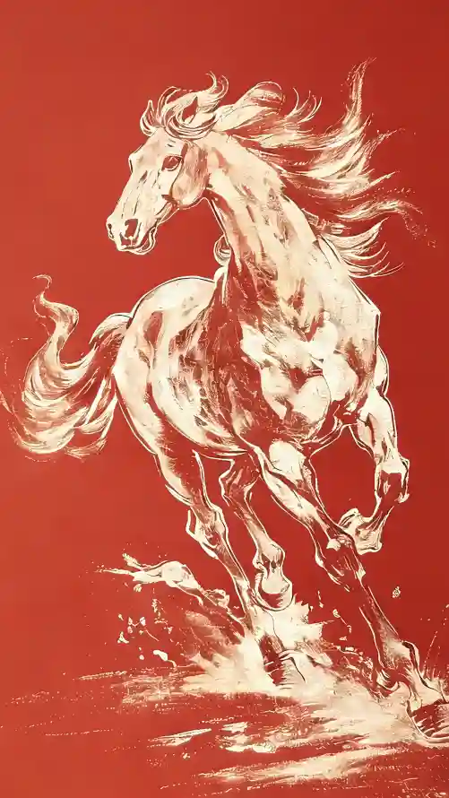 4k喜庆壁纸 - 奔马 - 马年 - 骏马「哲风壁纸」