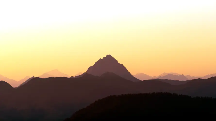 4k剪影壁纸 - 夕阳 - 山川 - 山影「哲风壁纸」