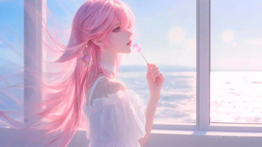 4k少女壁纸 - 插画 - 日系 - 海景「哲风壁纸」