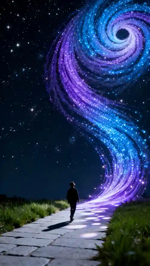 4k人物壁纸 - 夜晚 - 宇宙 - 小径「哲风壁纸」