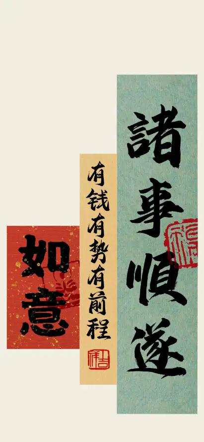 4k中式壁纸 - 书法 - 印章 - 喜庆「哲风壁纸」