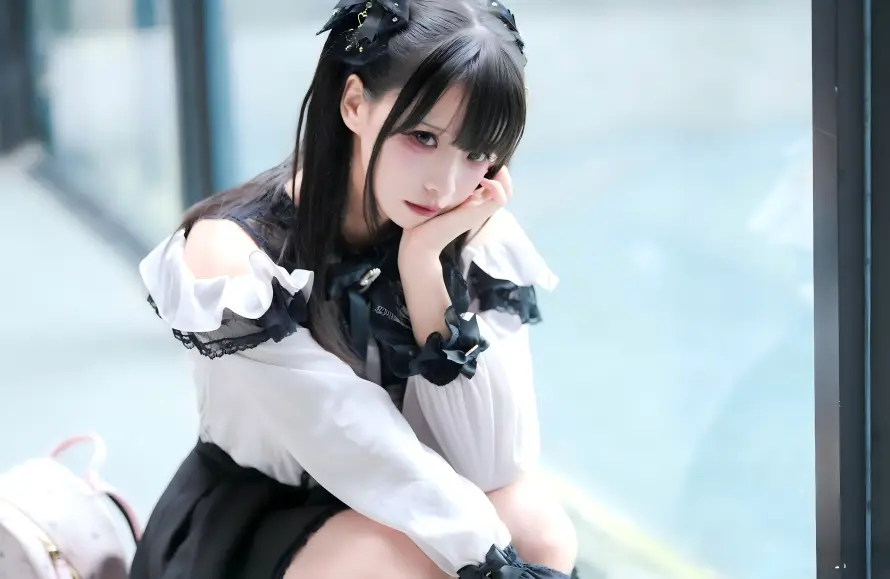 4k坐姿壁纸 - 甜美 - 窗边 - 美女「哲风壁纸」