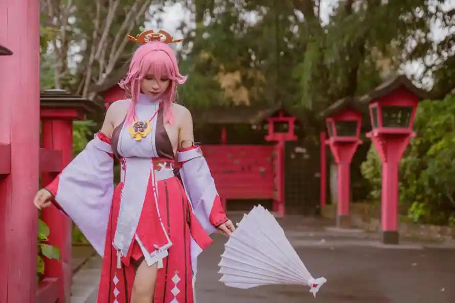 4k古风壁纸 - 扇子 - 粉色 - 古风服饰「哲风壁纸」