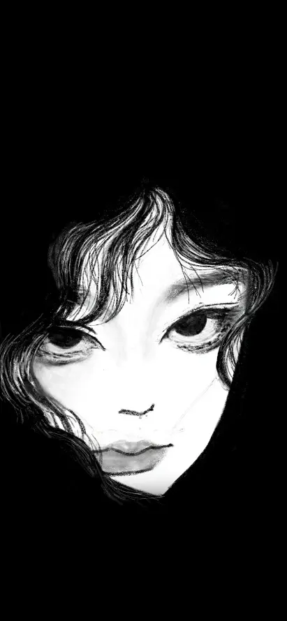4k肖像壁纸 - 女孩 - 线条 - 黑白「哲风壁纸」