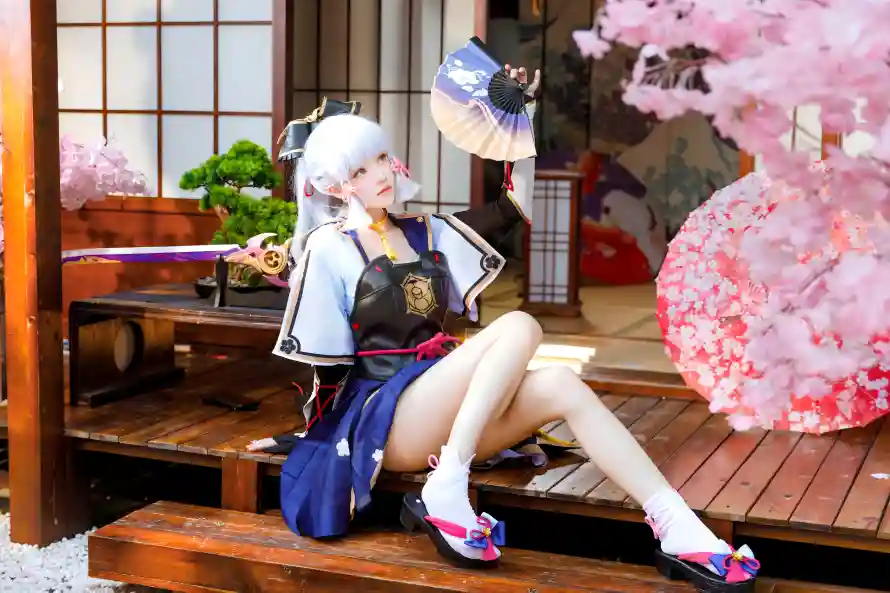 4k和服壁纸 - 和风 - 扇子 - 木阶「哲风壁纸」