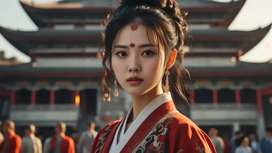 4k发髻壁纸 - 汉服 - 红妆 - 红色「哲风壁纸」