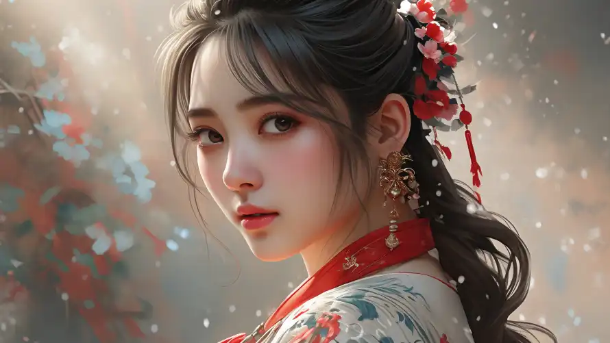 4k东方美学壁纸 - 中式发饰 - 传统服饰 - 古典妆容「哲风壁纸」