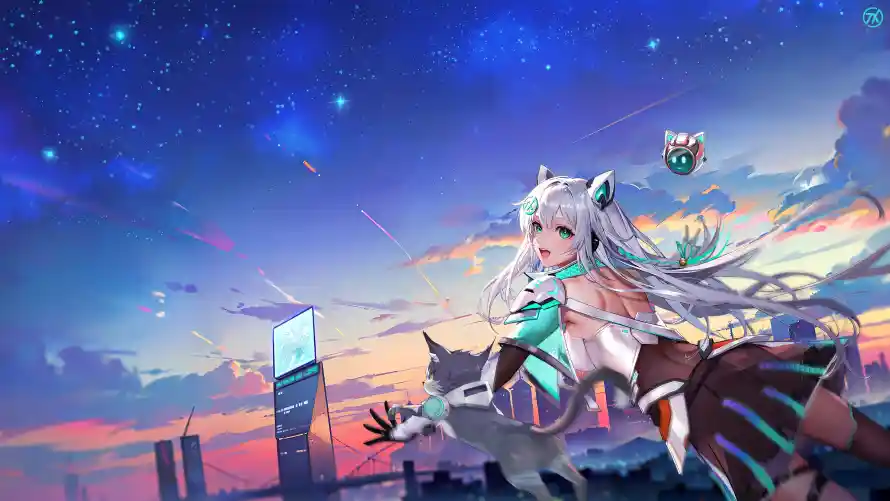 4k天选壁纸 - 星空 - 猫耳 - 长发「哲风壁纸」