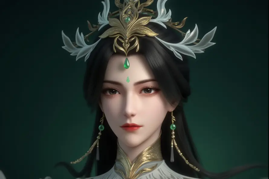 4k柳神壁纸 - 美女 - 绿耳环 - 绿背景「哲风壁纸」