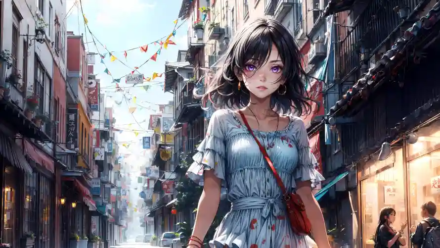 4k小巷壁纸-二次元壁纸和建筑-动漫少女免费下载「哲风壁纸」