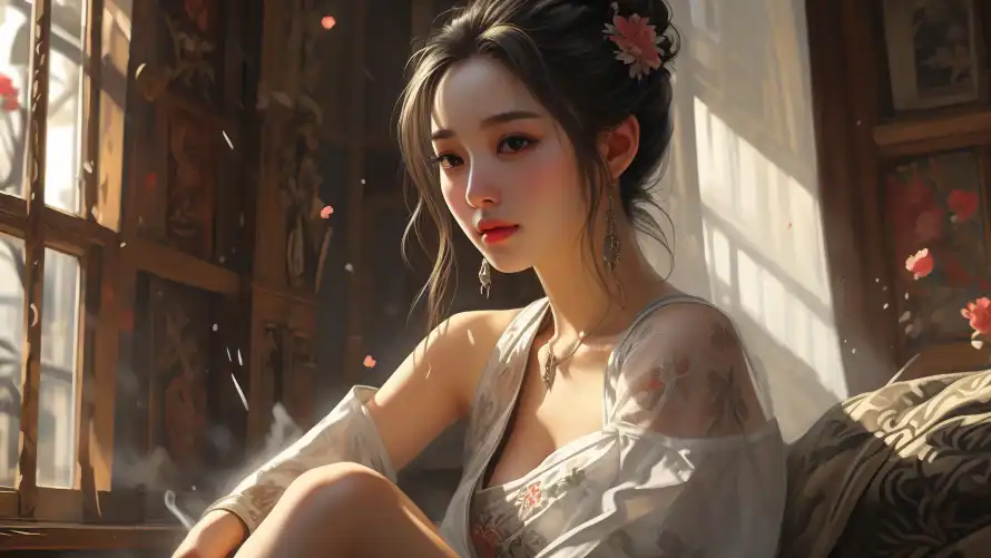 4kAI美女壁纸 - 古代风格 - 古典穿搭 - 古风美女「哲风壁纸」