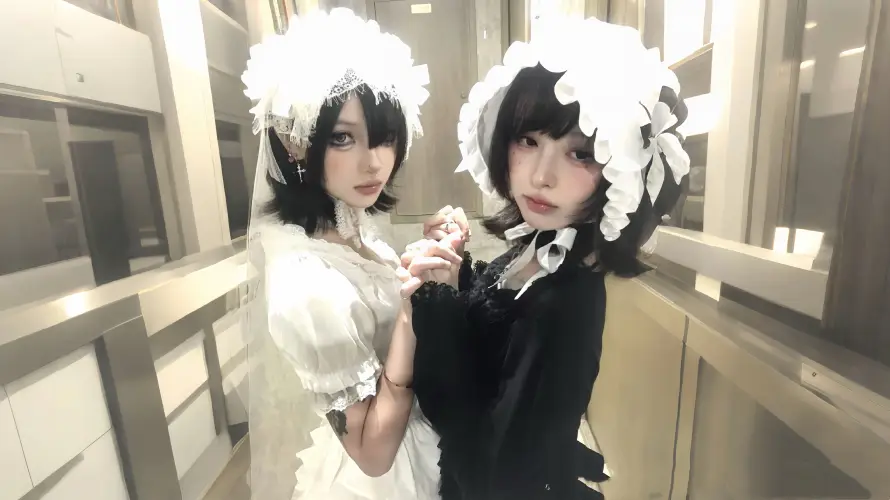 4k双生壁纸 - 可爱 - 复古 - 少女「哲风壁纸」