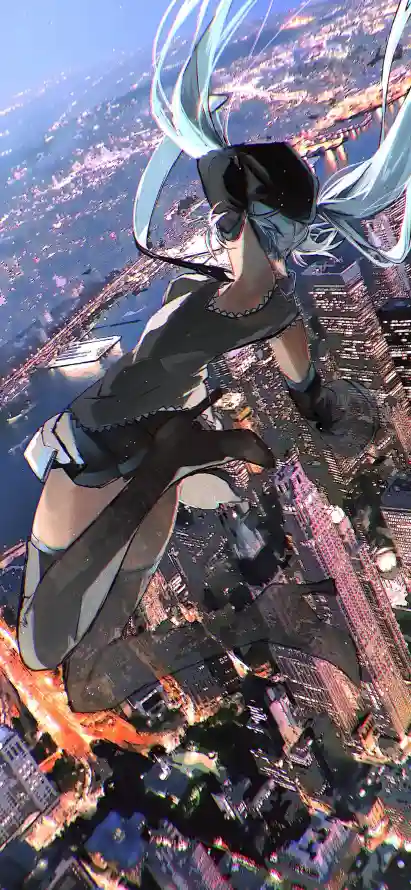 4k夜景壁纸 - 夜空 - 少女 - 悬空「哲风壁纸」