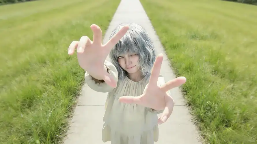 5k伸手壁纸-艾米莉和少女-白色毛衣热门的壁纸「哲风壁纸」
