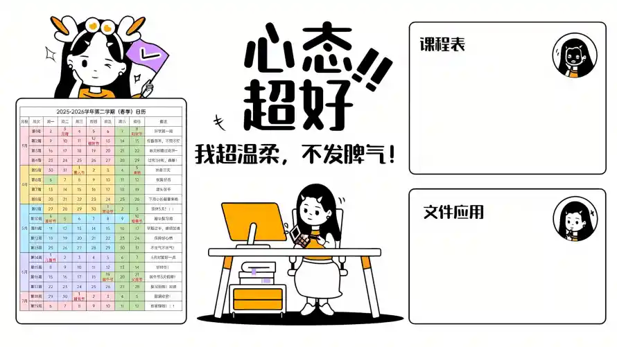 4k办公壁纸 - 卡通 - 女孩 - 学习「哲风壁纸」