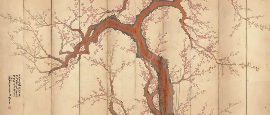 6k书法壁纸-水墨画 - 梅树-壁纸分享「哲风壁纸」
