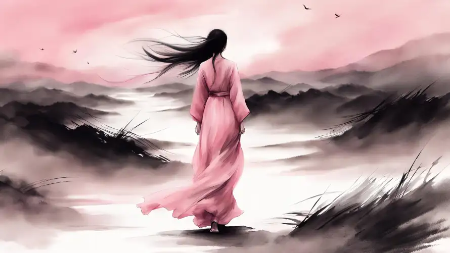 4k写意壁纸-抽象画与国风-古风女子热门的壁纸「哲风壁纸」