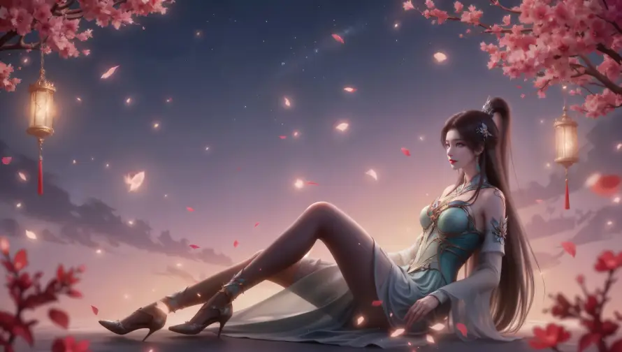 4k古风壁纸 - 夜色 - 桃花 - 灯笼「哲风壁纸」