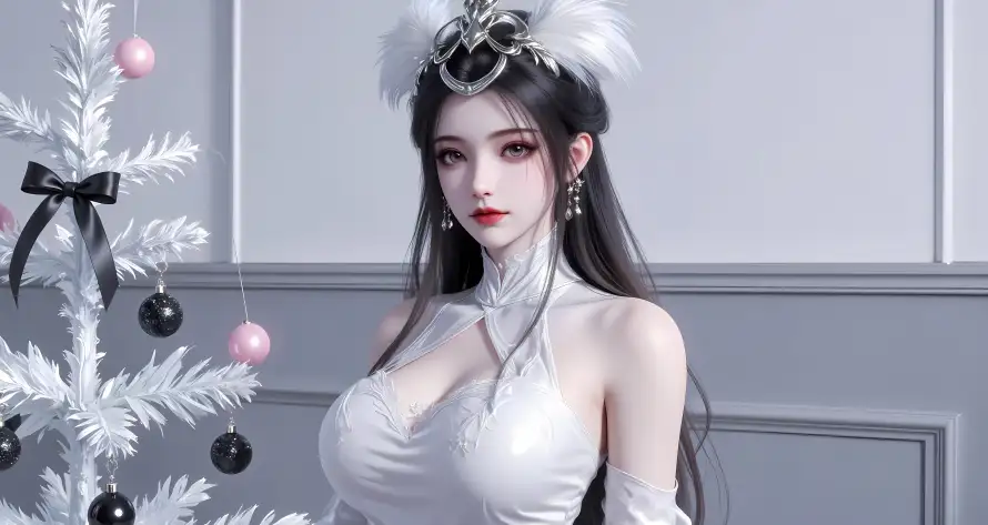 4k灰墙壁纸 - 红唇 - 耳环 - 长发「哲风壁纸」