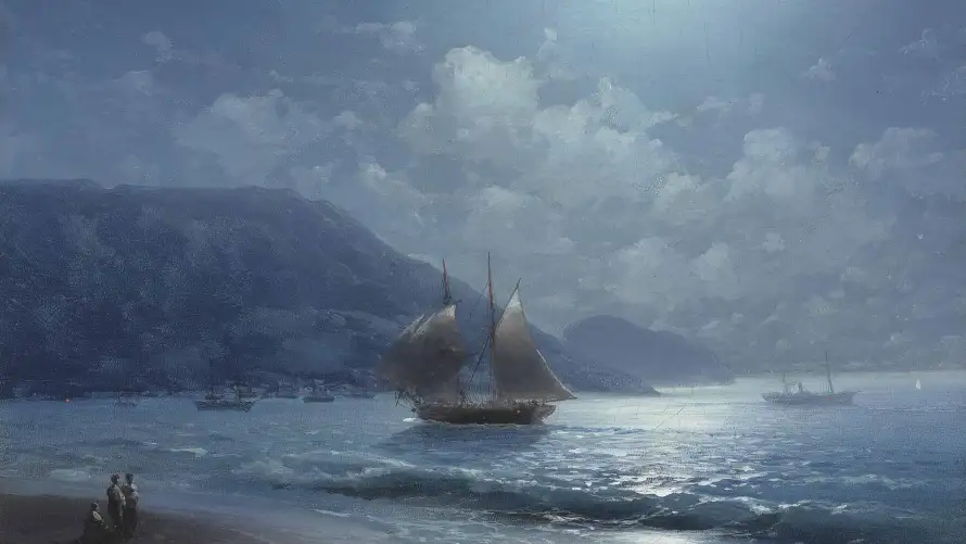 3k云朵壁纸-经典海景画伊凡与人物-大海「哲风壁纸」