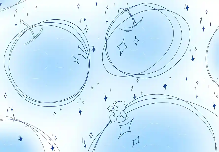 2k卡通壁纸-简笔画与蓝色-壁纸分享「哲风壁纸」