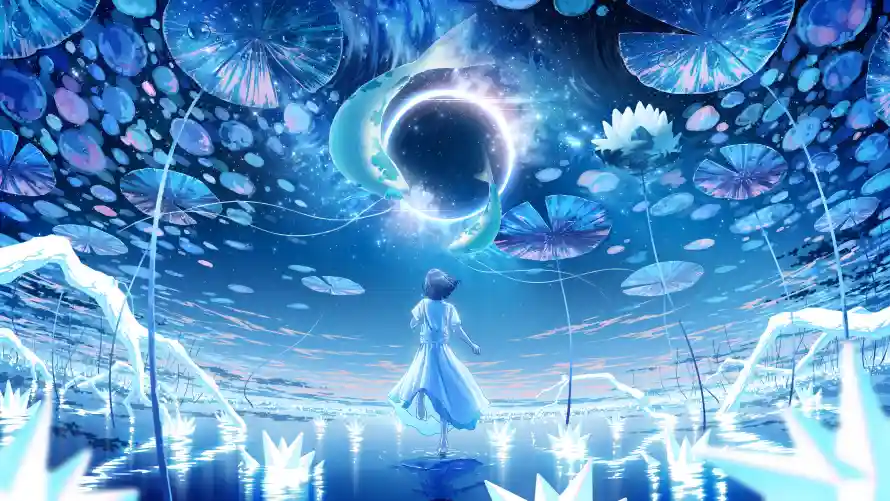 4k世界壁纸 - 光晕 - 冰晶 - 幻想「哲风壁纸」