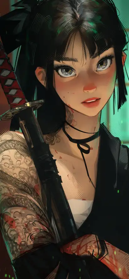 4k佩刀壁纸 - 少女 - 持刀 - 武士「哲风壁纸」