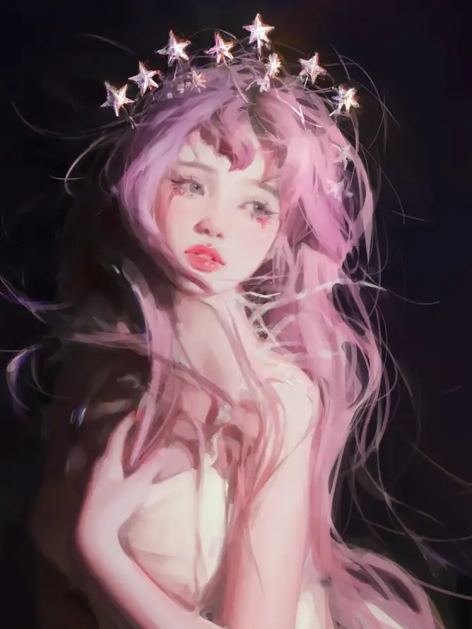 4k发冠壁纸 - 少女 - 手绘 - 插画「哲风壁纸」