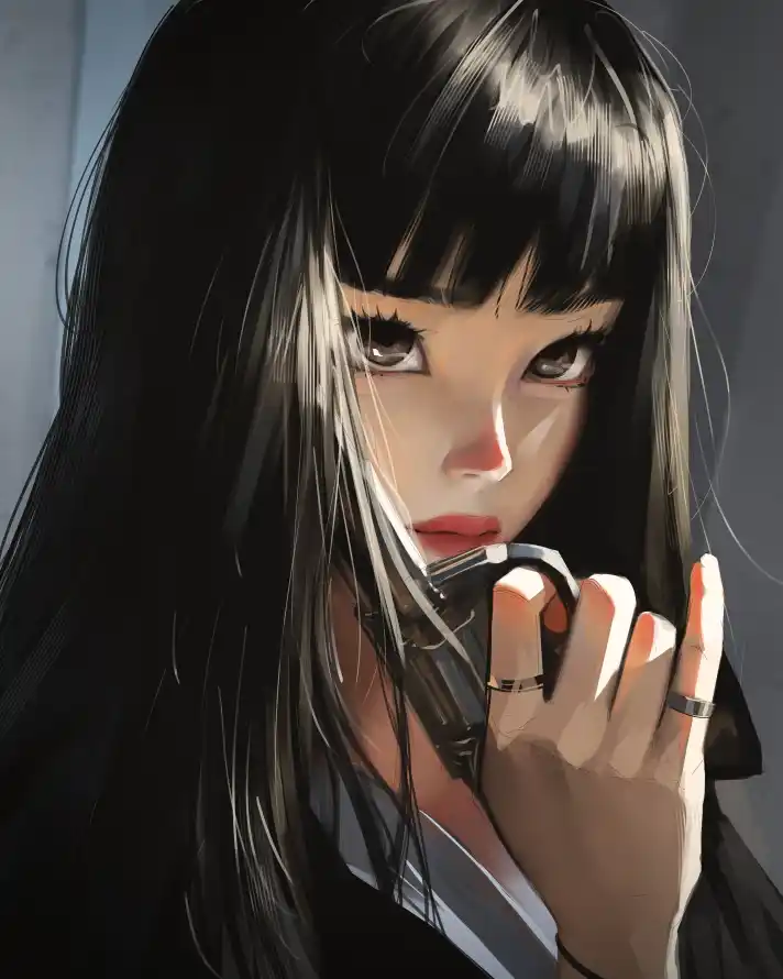 4k少女壁纸 - 戒指 - 手绘 - 灰调「哲风壁纸」