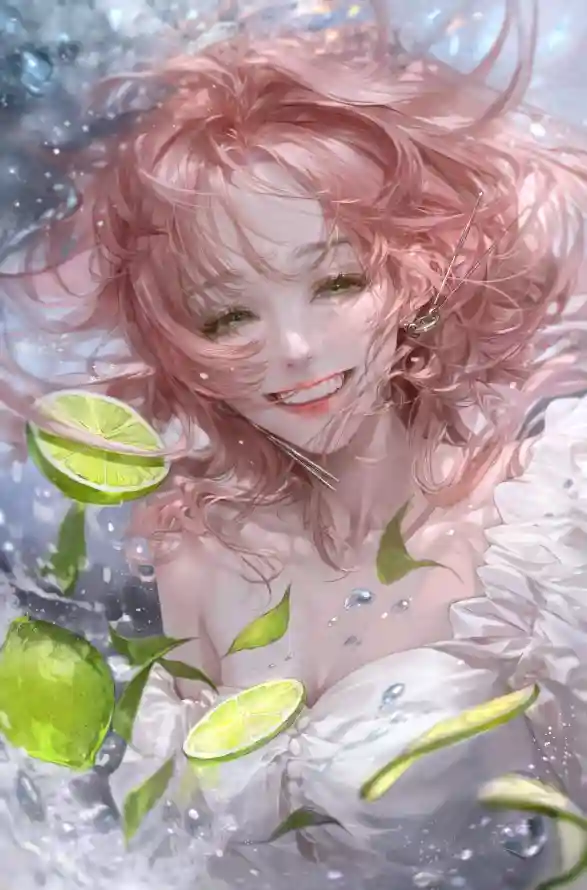4k亮闪壁纸 - 卷发 - 少女 - 微笑「哲风壁纸」