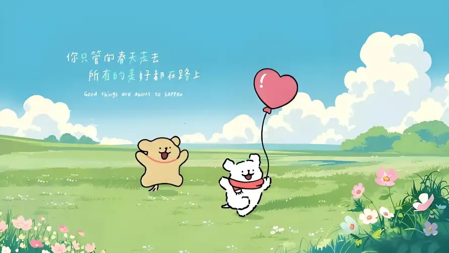 3k小熊壁纸-线条小狗 - 蓝天-壁纸分享「哲风壁纸」