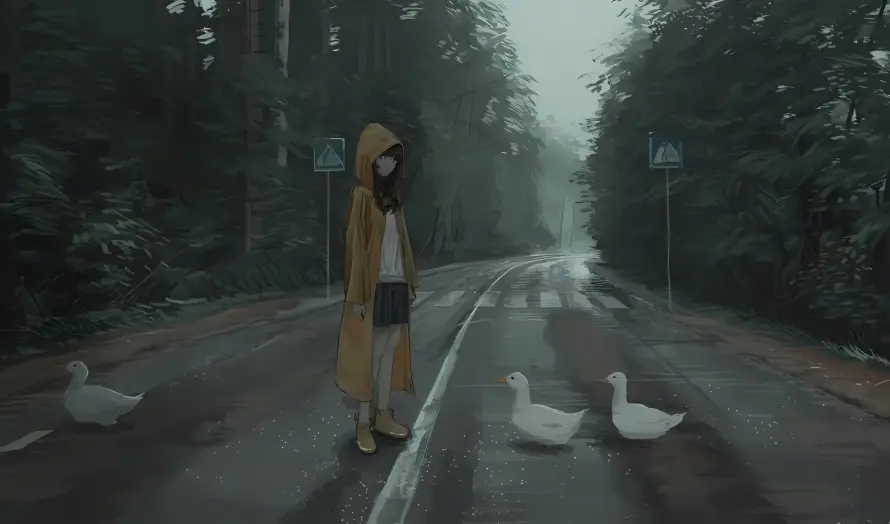 2k少女壁纸-二次元 - 雨衣-热门的壁纸「哲风壁纸」
