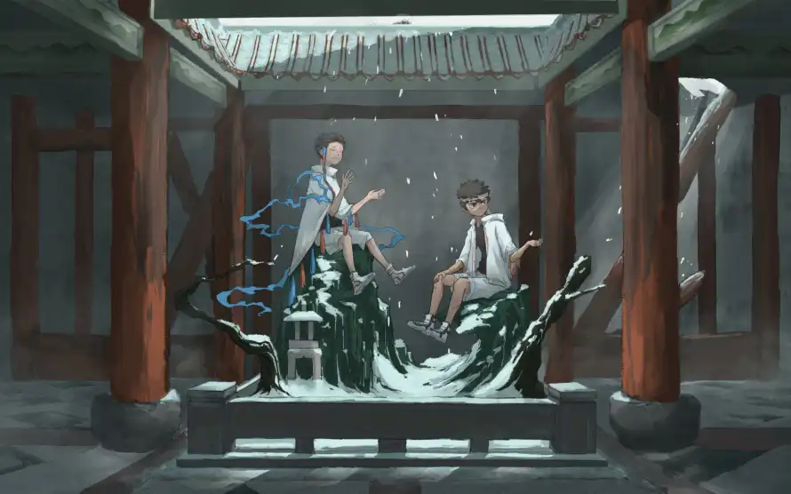 4k雕塑壁纸 - 积雪 - 古风 - 少年「哲风壁纸」