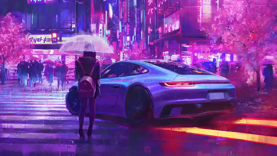 4k樱花壁纸 - 背包 - 跑车 - 雨夜「哲风壁纸」 4k樱花壁纸 - 背包 - 跑车 - 雨夜「哲风壁纸」