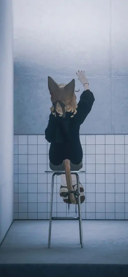 4k凉鞋壁纸 - 少女 - 棕发 - 浴室「哲风壁纸」
