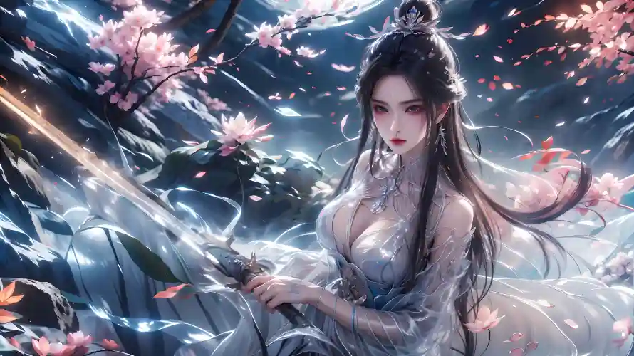 4k仙侠壁纸 - 古风 - 桃花 - 池水「哲风壁纸」