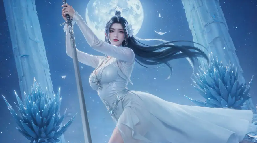 4k冰林壁纸 - 古风 - 月夜 - 满月「哲风壁纸」