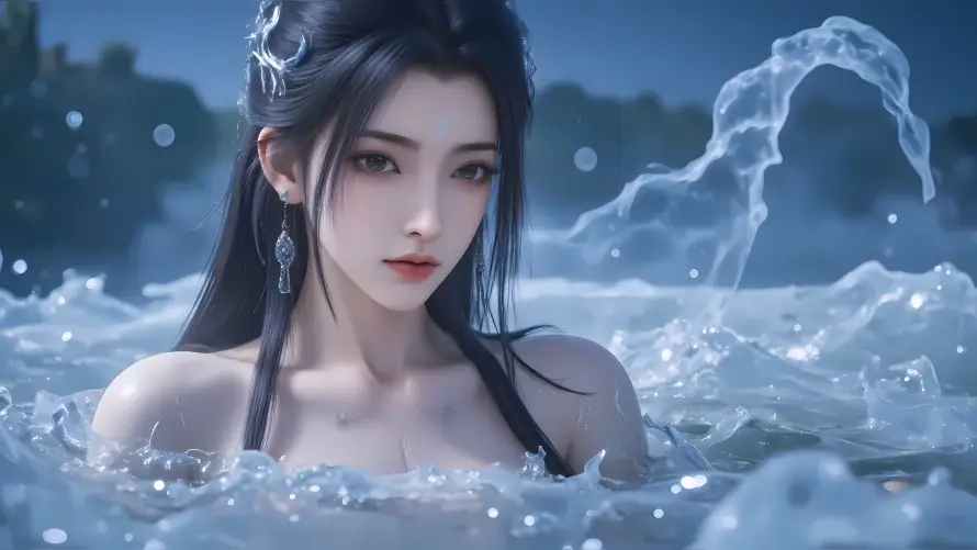 4k仙侠壁纸 - 国风 - 水中 - 水花「哲风壁纸」